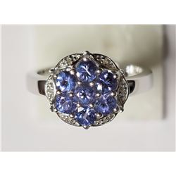 #39-STERLING SILVER TANZANITE(2.20CT) AND DIAMOND
