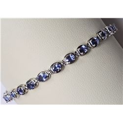 #41-STERLING SILVER TANZANITE(5CT)BRACELET