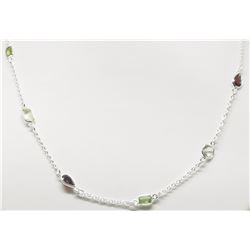 #43-STERLING SILVER GEMSTONE NECKLACE