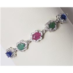 #47-STERLING SILVER SAPPHIRE, RUBY, EMERALD AND
