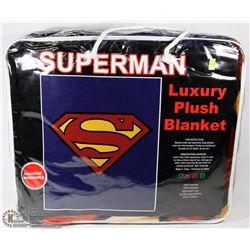 NEW QUEEN SIZE SUPERMAN LUXURY PLUSH BLANKET
