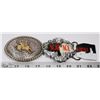 Image 1 : LOT OF RODEO BELT BUCKLE AND SCARFACE  BELT