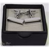 Image 1 : NEW DESIGNER "SILVER W/ BLACK STRIPE" CUFF LINKS
