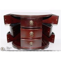CHERRY WOOD JEWELRY BOX.