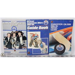 3 VINTAGE EDMONTON OILERS GUIDE BOOKS