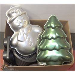 LARGE BOX OF VARIOUS SEASONAL CAKE PANS