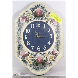 MADE IN USA VINTAGE WALL FLOWERS PAINTING  CLOCK