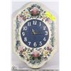 Image 1 : MADE IN USA VINTAGE WALL FLOWERS PAINTING  CLOCK