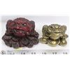 Image 1 : A PAIR OF ASIAN FROG FIGURINES GOOD LUCK CHARMS