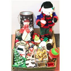 LARGE FLAT OF CHRISTMAS DECOR.