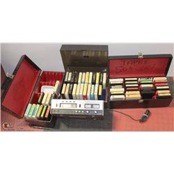 FLAT WITH 3 BOXES OF 8-TRACKS CASSETTES AND