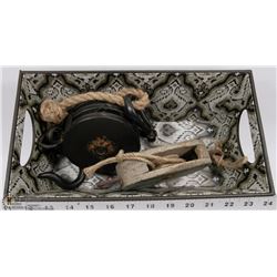 2 VINTAGE BLOCK AND TACKLES REPLICA