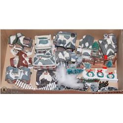 LARGE BOX W/ 11 GINGERBREAD HOUSES AND MORE