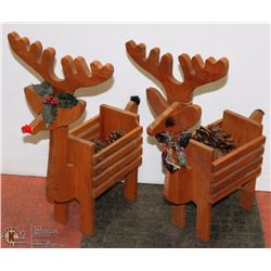 2 CUSTOM MADE WOODEN REINDEERS 16” TALL