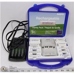 PAIR OF BATTERY CHARGERS WITH BATTERIES.