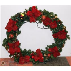 LARGE CHRISTMAS WREATH WITH LIGHTS, ETC.