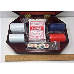 #2 - POKER SET IN GLASS TOPPED WOODEN BOX