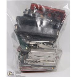 BAG OF MIXED SWISS ARMY KNIVES, MULTI TOOLS AND