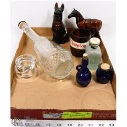 FLAT OF VINTAGE GLASSES BOTTLES