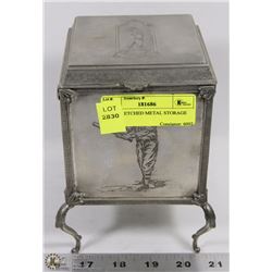 SPORTS ETCHED METAL STORAGE BOX.