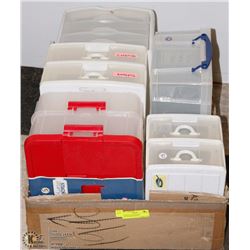 LARGE FLAT OF PLASTIC ORGANIZERS/STORAGE