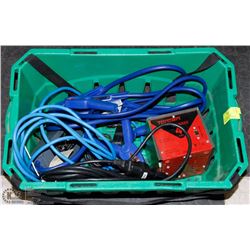 TOTE WITH TORCAN 4AMP CHARGER, EXTENSION CORDS &