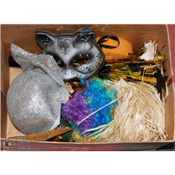 BOX OF COSTUME DECOR.