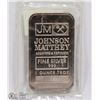 Image 1 : 1-OZ FINE SILVER JOHNSON MATTHEY SERIALIZED BAR