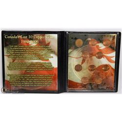 SET OF LAST 10 COPPER CANADIAN PENNIES.