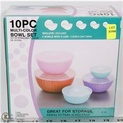 NEW 10PC MULTI-COLOR BOWL SET