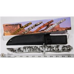 NEW 12" SKULL CAMO DESIGN SURVIVOR KNIFE W/ SHEATH
