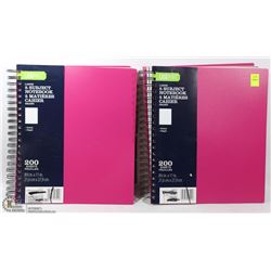 TWO LARGE PINK CASEMATE 5 SUBJECT NOTEBOOKS
