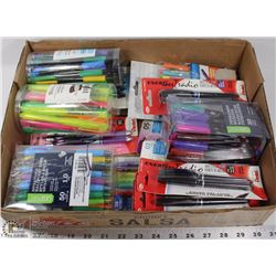 LARGE FLAT OF PENS AND HIGHLIGHTERS