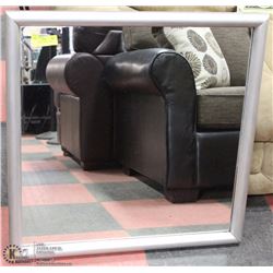 SILVER FRAMED MIRROR 28X28.