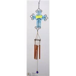 GLASS CROSS  WIND CHIMES