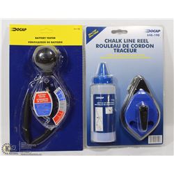BATTERY TESTER SOLD WITH CHALK LINE REEL KIT