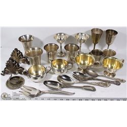 ESTATE FLAT OF SILVER WARE, CUPS AND ACCESSORIES