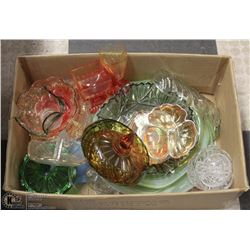 LOT OF DEPRESSION GLASS, CARNIVAL GLASS, VASELINE