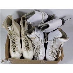 3 PAIRS OF  ICE FIGURE SKATES SIZES 8, 2 (33 EU)