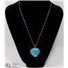 Image 1 : TURQUOISE HEART PENDANT WITH .925 STAMPED CHAIN.