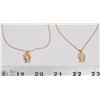 Image 1 : LOT OF 2 GOLD TONE CAT PENDANTS & CHAIN W/ PINK &