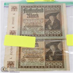 LOT OF 2-1922 GERMAN 5000 MARKS