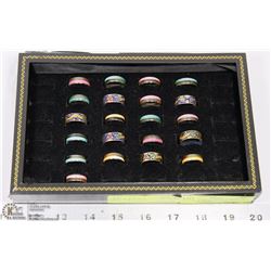 LOT OF 21 BRASS RINGS, DISPLAY NOT INCLUDED