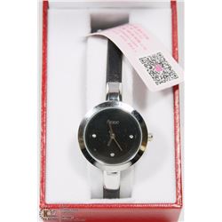 KEZZIE WATCH WITH BLACK STRAP.