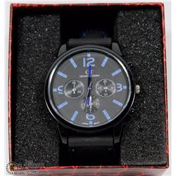 GT GRAND TOURING WATCH WITH BLACK STRAP.