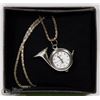 Image 1 : QMAX 'FRENCH HORN' PENDANT WATCH WITH CHAIN - NEW