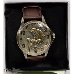 ROCKLAND BRASS FACE WATCH WITH EMBOSSED PIKE-