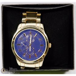 LARGE GOLD TONE CHRONOGRAPH STYLE WATCH - NEW