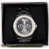 Image 1 : BLACK CHRONO STYLE WATCH WITH CRYSTAL BEZEL - NEW