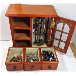 #1 - GLASS FRONTED JEWELRY BOX & CONTENTS